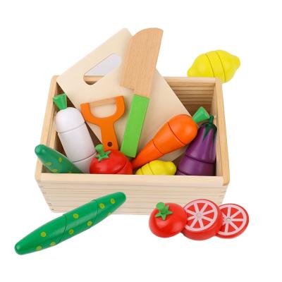 China Wooden Kitchen Toy Kids Magnetic Fruit Cutting Toy Vegetable Food Eco-Friendly Educational Toy Game Room Set for sale