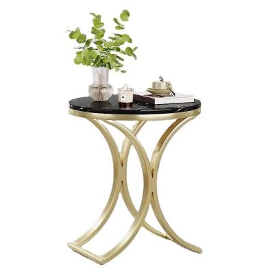 China sustainable & Easy Assembly & Multifunctional Black Side Table Gold Tribesigns Modern Small C End Table Coffee Table Engineered Wood Nightstand For Living Room for sale