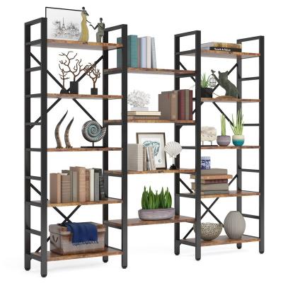 China (Height) Adjustable 5-Tier Large Shelves For Display And Storage, 14 Shelves Modern Triple Wide Etagere Bookcase for sale