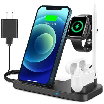 China Cell Phone Best Selling 2021 Wireless Charging Base 3 in 1 Wireless Charger for Cell Phone Watch Headphone Charger for Airpod for sale