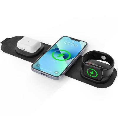 China For Portable Qi Cell Phones Travel 3 In 1 Wireless Charging Dock For Apple Watch Airpods Qi Pro Max Magnetic Fast Charger Dock Dock for sale