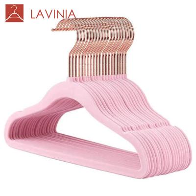 China LAVINIA New Design Bohemian Children's Baby Hanger Child Non-slip High Quality Flocking Coat Hanger With Notches for sale