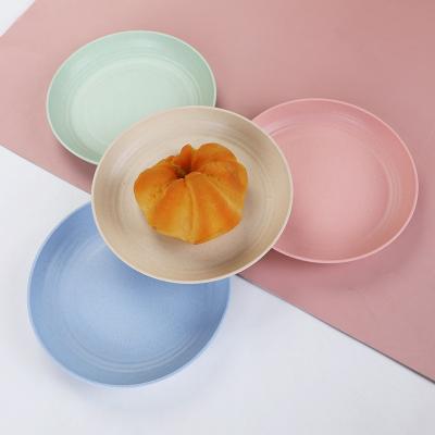 China Creative Wholesale Plastic Wheat Straw Tableware Tableware Anti-fall Viable Round Multicolor Fruit Dish Meal Dish for sale