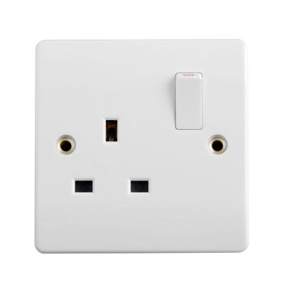 China Touch Screen Light Wall Switch British Standard Wall Sockets Switch 13A 1 Gang Electrical Switched Outlet With Neon for sale