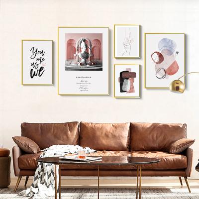 China Nordic Minimalist Abstract Oil Painting Living Room Decoration Painting Combination Picture Frame Picture Wall for sale