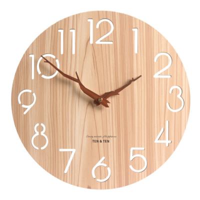 China Modern Minimalist Antique Mute Clock Nordic Modern Minimalist Atmosphere Living Room Style Decoration Wooden Home Wall Clocks for sale