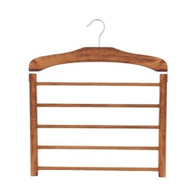 China LAVINIA Multi Layer Solid Wooden Pants Rack Multifunctional Space Saving Multilayer Wooden Hange Hanger for sale