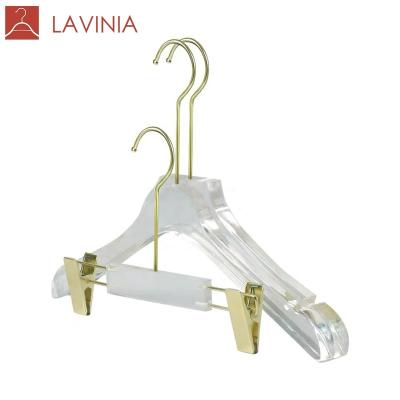 China Women Wedding Dresses Hanger Gold Anti-Slip Hook Hanger for Acrylic Clothing Hanger for sale