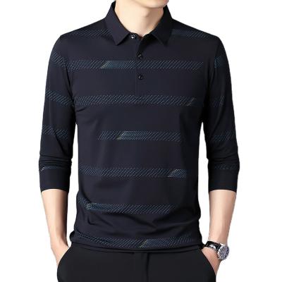 China 2022 Polo T Shir Men Loose Polo Shirt Custom New Striped Long Sleeves Anti-wrinkle New Arrival Lapel Men's Long Sleeve Tops for sale