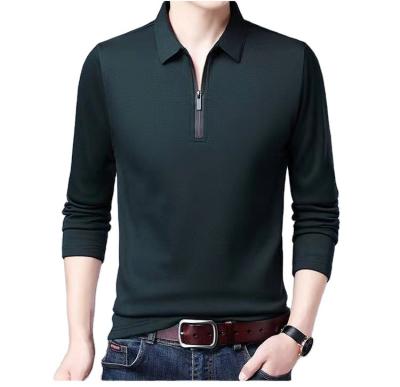 China Polo Shirt Custom Design Mens Polo Shirts Customized Wholesale 100%Organic Zipper Anti-wrinkle Men's Long Sleeve Cotton T-shirt Men for sale