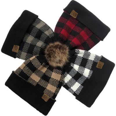 China Baotou wholesale warm knitted women's style wool COMMON factory hat sweater lattice wool ball winter Ski Hat for sale