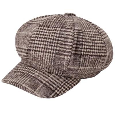 China New Design Ordinary Beret Girl's New Design Newsboy Hat Spring Fashion Hat Women's Octagonal Plaid Checks Hat Wool Hat For Ladies for sale