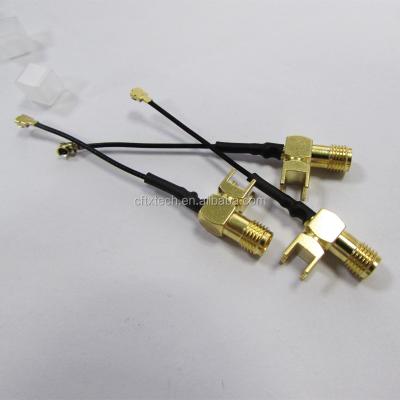 China SMA Female Edge PCB Mount to Ipex Pigtail Cable Antenna Extension Coaxial Cable CF-SMA/IPEX1.13-KWE for sale