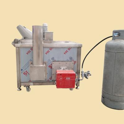 China LNG Gas Heated Round Pot Type Industrial Batch Fryer with Automatic Stirring Device for sale