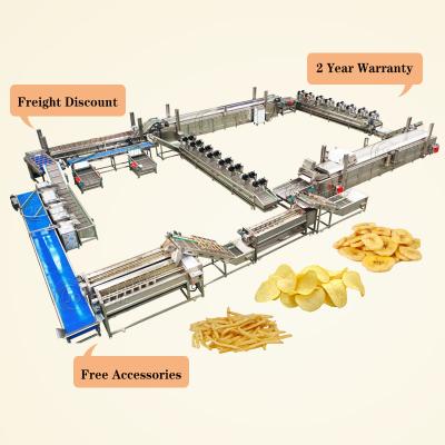 China Hotels 500kg/H Automatic Potato Banana Chips Making Machine French Fries Processing Line for sale