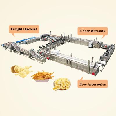 China Automatic 200kg/Hour Potato Chip Production Line 220V 500 / 1000 / 2000kg/H for sale