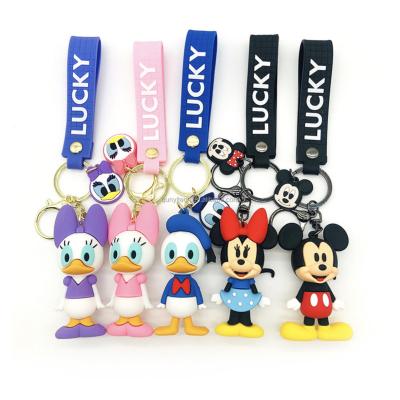 China New Design Disney Rubber Cartoon Pendant Mickey Minnie Donald 3D PVC Key Chain Key Chain for sale