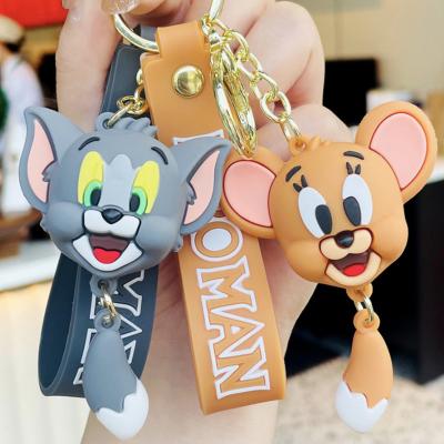 China Best Selling Popular Key Chain Anime Cartoon Tom and Jerry 3D Doll Car Key Chain Bag Key Pendant for sale