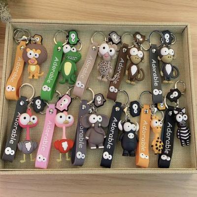 China HOT SALE Accessories Key Chain For Big Eyes Kids Girls Children Girls Cute Animals Cartoon 3d Anime 3d Key Chain PVC Pendant Rubber Key Chain for sale