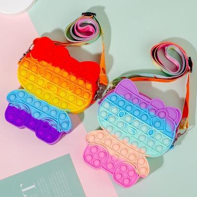 China Bubble Pioneer Children's Kitty Cat Bag Finger Bubble Push Waterproof Wholesale Silicone POP Decompression Toys for sale