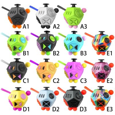 China ABS Mini Fidget Cube 12 Sides Innovative Birthday Gifts Model Toy Relieves Stress Desk Toy 3D fidgety person magic dice for sale