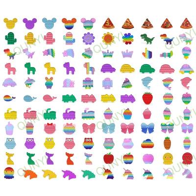 China Colors Plant Shapes Animal Cartoon Rainbow Fingertip Bubble Decompression Toys Collection Eco-friendly Material Variety Shapes Push Bubble for sale