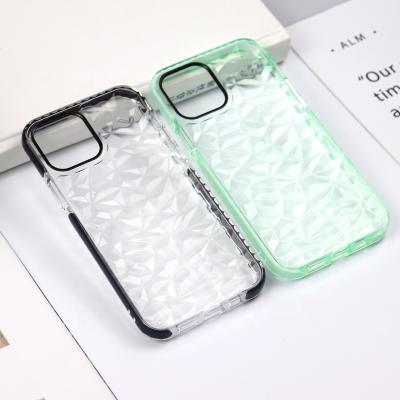 China High Quality Transparent Soft Clear 3D Diamond Pattern Phone Case For Iphone soft/shockproof/Anti-fingerprint 12 11 pro max for sale