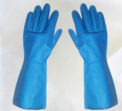 China Luva azul impermeável Xl 18 Mil Chemical Resistant Gloves Nitrile do nitrilo à venda