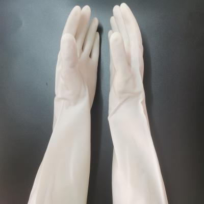 China 38cm Op zwaar werk berekende Nitrilhandschoenen Unflock die 15 Mil Dishwashing Cleaning Gloves voeren Te koop