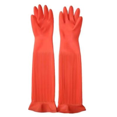 China 55CM de Troep Gevoerde Handschoenen van het het Werklatex van Huishoudenhandschoenen 195G/Pair Buitengewoon lange Te koop