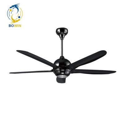 China Mordern BOQI 52 Inch Black Color 5 Blades Roof Mighty Power Ceiling Fan for sale