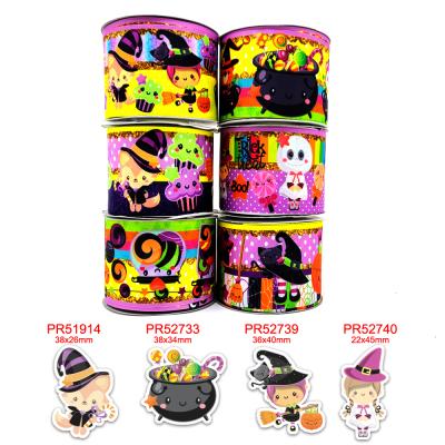 China New Arrival Viable Cartoon Character Printed Grosgrain Ribbon Logo With Resin Planar Accessories For Hair Bows 43058 for sale