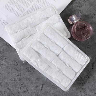 China Disposable White Cotton Rolled Towels Airline Hot And Cold Towels Supply 8 12 16pcs Per Tray Te koop