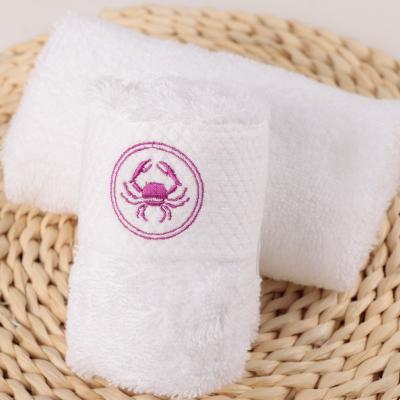 China Sustainable Embroidery Nautical Hand Towels Face Towels White Cotton Terry Towels for sale