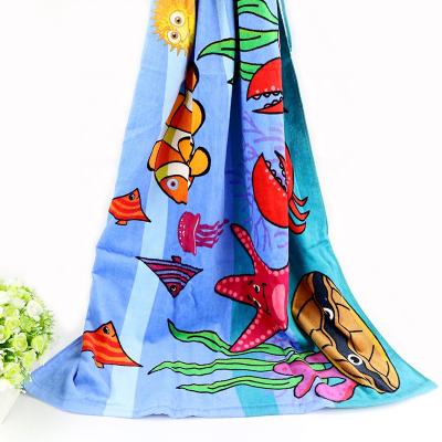 China Custom made high quality reactive printing beach towels safe for kids cotton velor with logo à venda