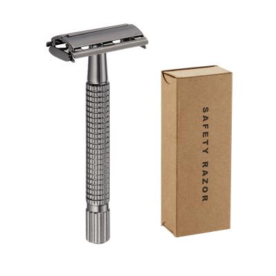 China Professional Single Blade 11cm Metal Beard Shaving Razor With Butterfly Opening Micro Comb Safety Razor Double Edge for sale