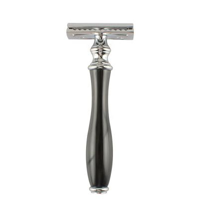 China Double Resin Single Handle Black Blade Edge Safety Razor Half Blade Razor With 5 Free Blades for sale