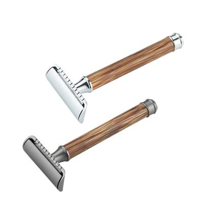 China Twin Blade Natural Bamboo Handle Double-Edge Razor Eco-Friendly Razor for sale