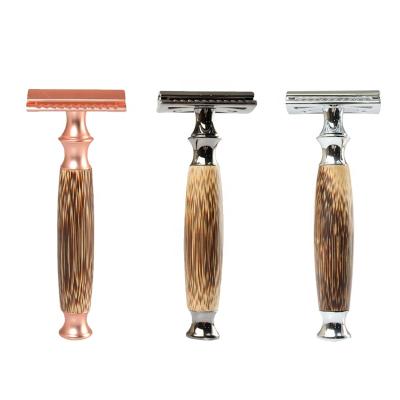 China High Quality Single Blade Bamboo Handle Shaving Double Edge Safety Razor Private Label Safety Razors With Blades For Men for sale