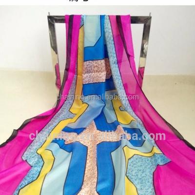 China China Wholesale New Digital Colorful Long Style Printed 100% Chiffon Women Silk Shawl for sale