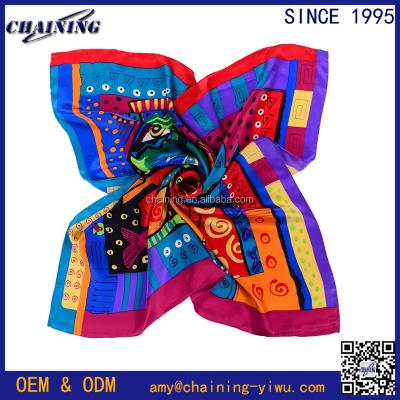 China Square China Wholesale Mixed Color Animal Printed 90x90cm 100% Silk Square Scarf for sale