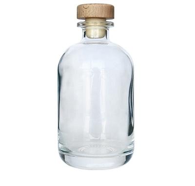 China Empty frosted glass bottle 750ml bowmore glass beverage bottle making glass bottle with cork cap for sale