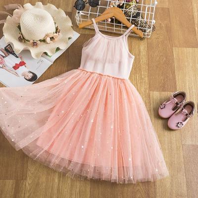 China Breathable Princess Dress Party Dress Mesh Star Lace Ball Gown Baby Kids Toddler Clothes Summer Sleeveless Sundress for sale