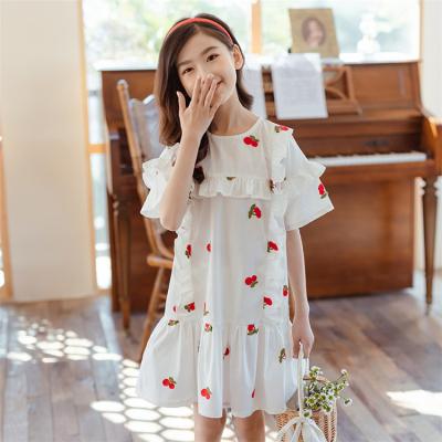 China 2021 Fashion COLORFUL Anti-wrinkle Cherry Clothes Dresses Little Girl's Clothing Baby Ruched Dresses for sale