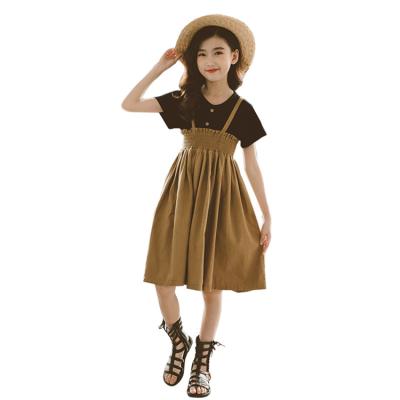 China 2021 Summer Casual COLORFUL Short Sleeve Teen Girls' Clothing Sets Girls' Skirts Summer Skirt Two-Piece Set for sale