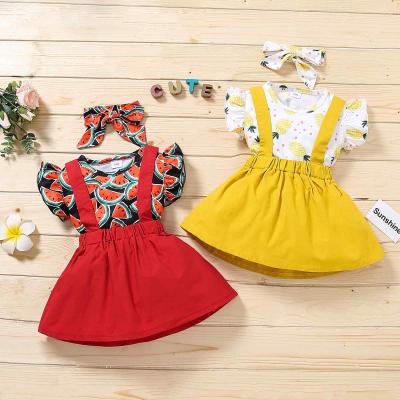 China Breathable Watermelom Girls Tops T-shirt +Dress 2Pcs Outfit COLORFUL Fruit Cute Baby Set Baby Clothes Girl for sale