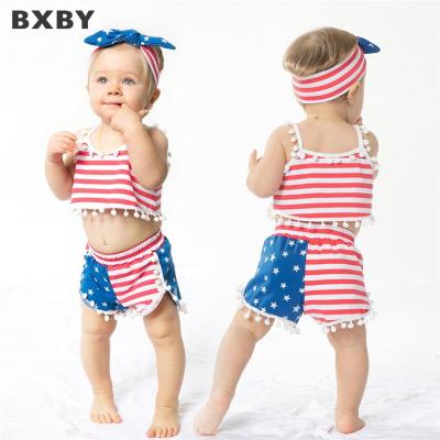 China Good Quality COLORFUL Striped Anti-Shrink Tassel Baby Clothes Sets Newborn Baby Clothes Two Piece Set for sale