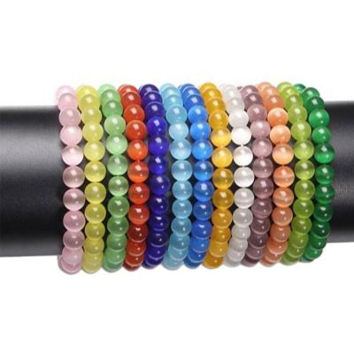 China Fashionable Multi Color Cats Eye Round Beaded Bracelet High Quality Cats Eye Bracelet 6mm 8mm 10mm for sale