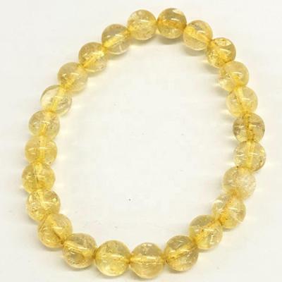 China Fashion 8mm citrine gemstone beaded bracelet custom beads stretch bracelet design for women and men fashion wear for sale