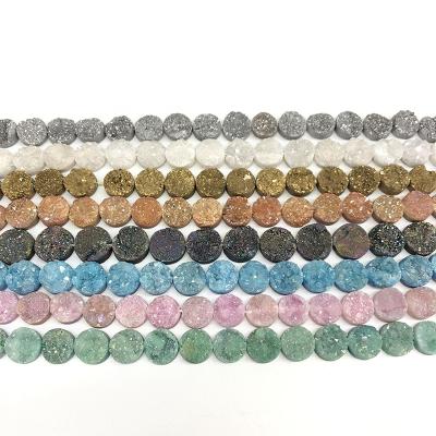 China DIY Jewelry Making Wholesale 2021 Factory Price Natural Stone Loose Gemstone Blue Agate Group Druzy Gemstone Beads For Jewelry Making for sale